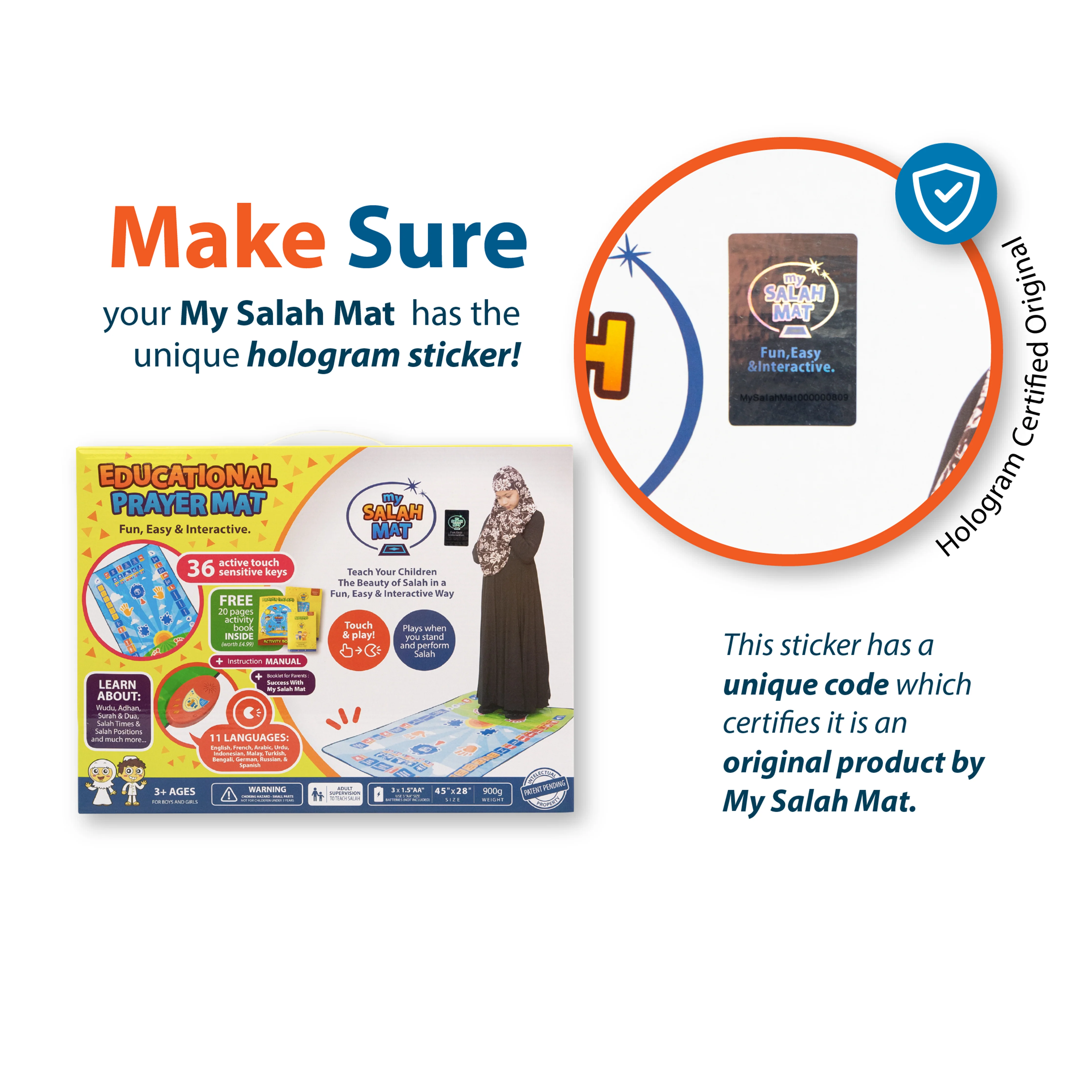 My Salah Mat - Interactive Educational Prayer Mat (Blue) - Image 5